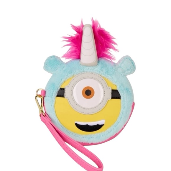 Loungefly Minions Fluffy Unicorn Exclusive Costume Plush Wristlet Wallet NWT - Picture 5 of 5